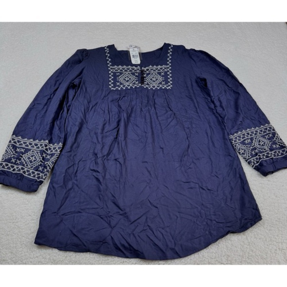Women's Cross Stitch Embroidery Tunic Blue Small NWT by Decorated Originals